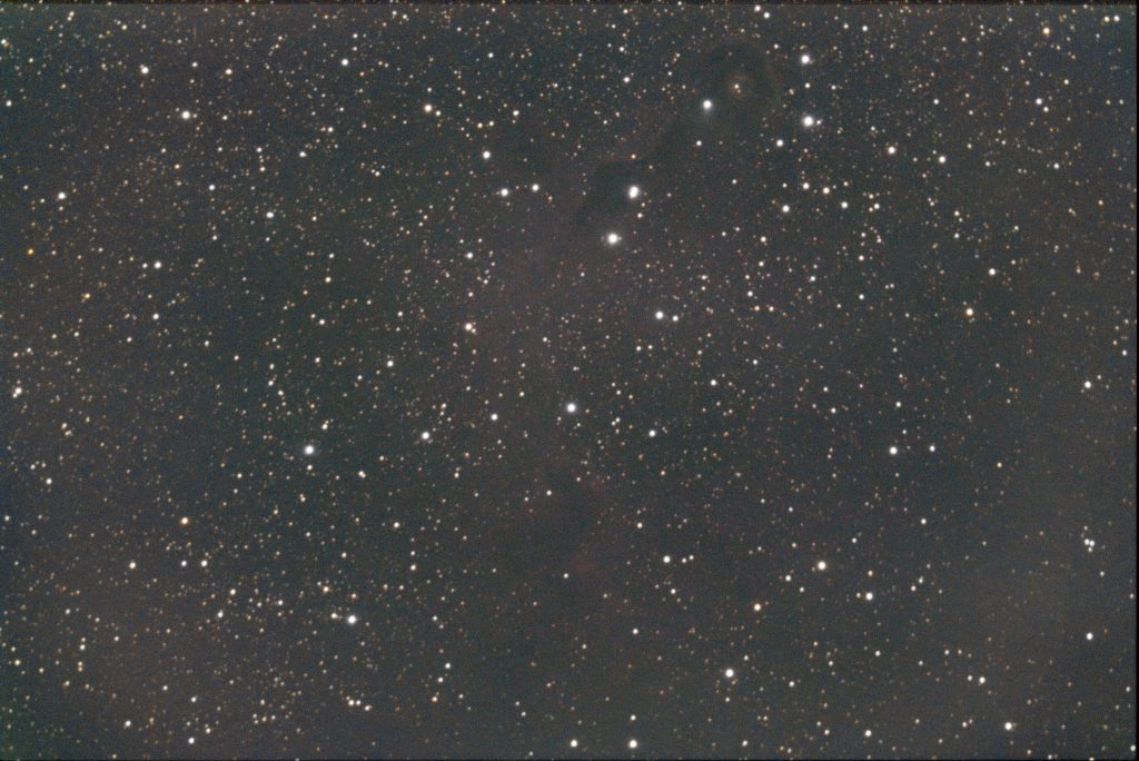 Elephant Trunk Nebula stack with Starizona reducer showing low gradients and coma correction